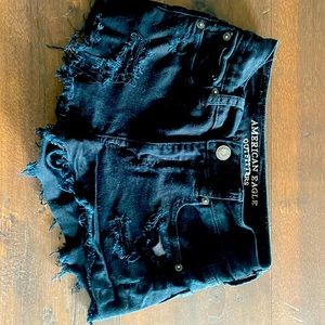 American eagle black high waisted denim shorts
